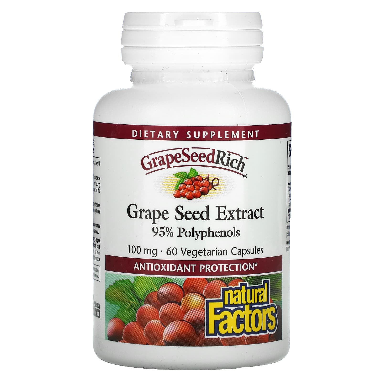 Natural Factors, GrapeSeedRich, Grape Seed Extract, 100, 60 Capsules UPC 068958045351 | Hilife Vitamins